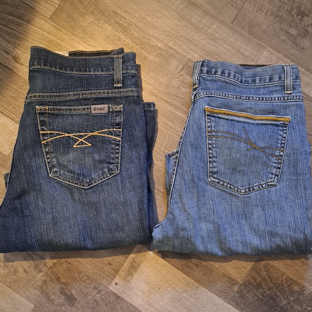 Cruel Girl Women's Boot Cut Jeans - Dark Blue and Light Blue